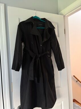 Banana Republic Black Double-Breasted Trench Coat with Belt